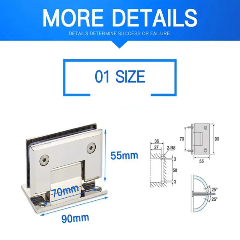 Bisagra de ducha de 90 grados para mampara de baño (6)